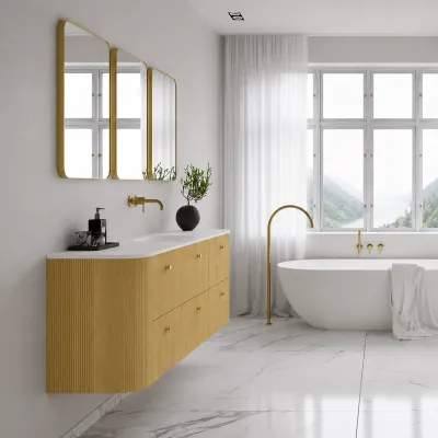 Noorwork 180 - Skap i lys naturlig eik, inkludert matt hvit Corian®-vaskeplate