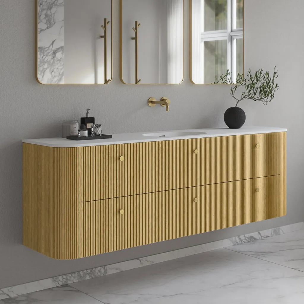Noorwork 180 - Skap i lys naturlig eik, inkludert matt hvit Corian®-vaskeplate