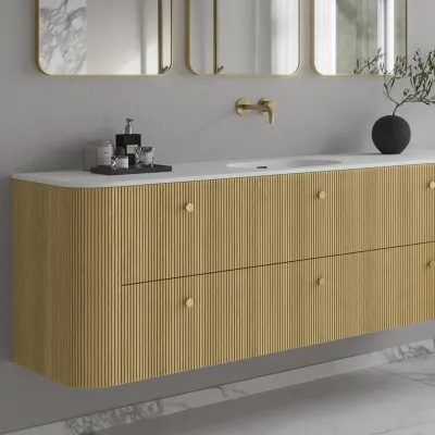 Noorwork 180 - Skap i lys naturlig eik, inkludert matt hvit Corian®-vaskeplate