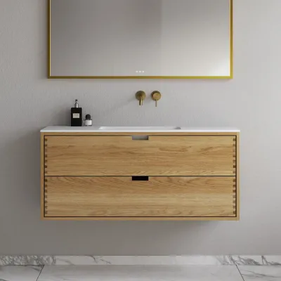 CPH Tapwork Soho 120 - MKIII, fingertappede skap i naturlig eik inkl. matt hvit SolidTec®-vask