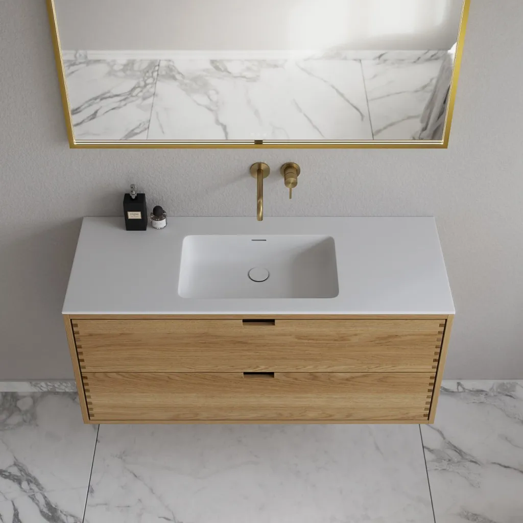 CPH Tapwork Soho 120 - MKIII, fingertappede skap i naturlig eik inkl. matt hvit SolidTec®-vask