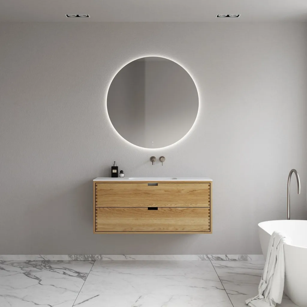 CPH Tapwork Soft 120 - MKIII, fingertappede skap i naturlig eik inkl. matt hvit SolidTec®-vask