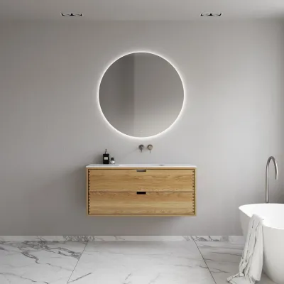 CPH Tapwork Soft 120 - MKIII, fingertappede skap i naturlig eik inkl. matt hvit SolidTec®-vask
