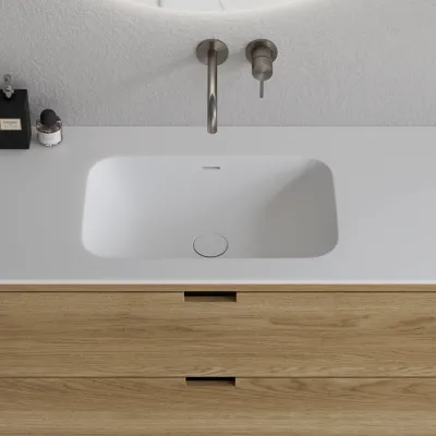 CPH Tapwork Soft 120 - MKIII, fingertappede skap i naturlig eik inkl. matt hvit SolidTec®-vask