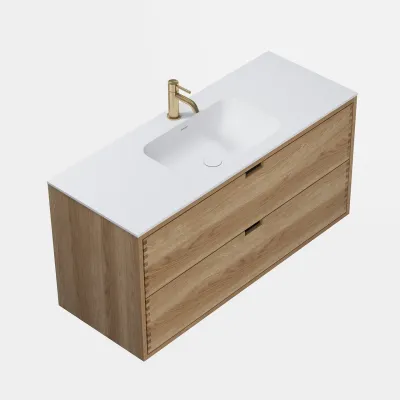 CPH Tapwork Soft 120 - MKIII, fingertappede skap i naturlig eik inkl. matt hvit SolidTec®-vask