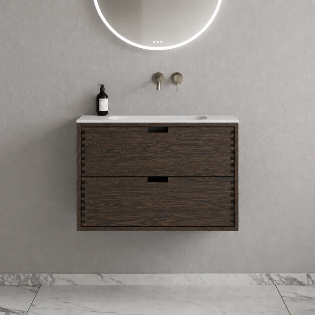 CPH Tapwork Soho 80 - MKIII, fingertappede skap i røkt eik inkl. matt hvit SolidTec®-vask