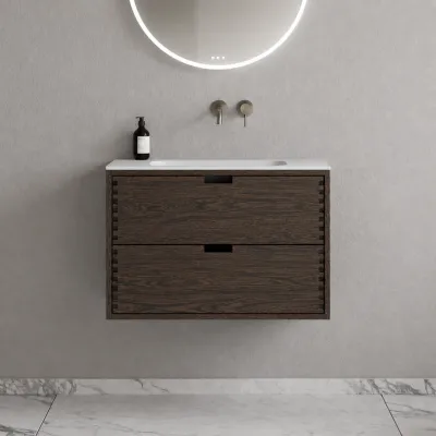 CPH Tapwork Soho 80 - MKIII, fingertappede skap i røkt eik inkl. matt hvit SolidTec®-vask