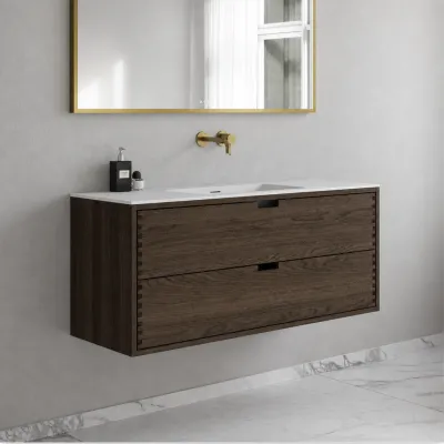 CPH Tapwork Soho 120 - MKIII, fingertappede skap i røkt eik inkl. matt hvit SolidTec®-vask