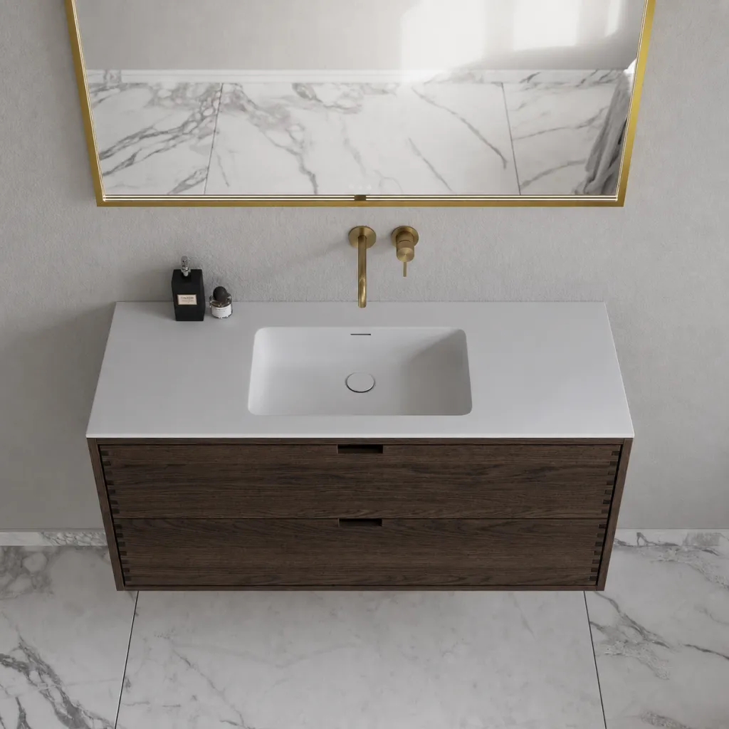 CPH Tapwork Soho 120C - MKIII, fingertappede skap i røkt eik inkl. matt hvit SolidTec®-vask