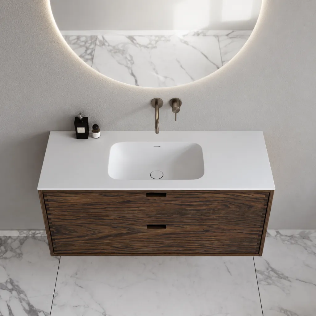 CPH Tapwork Soft 120 - MKIII, fingertappede skap i røkt eik inkl. matt hvit SolidTec®-vask