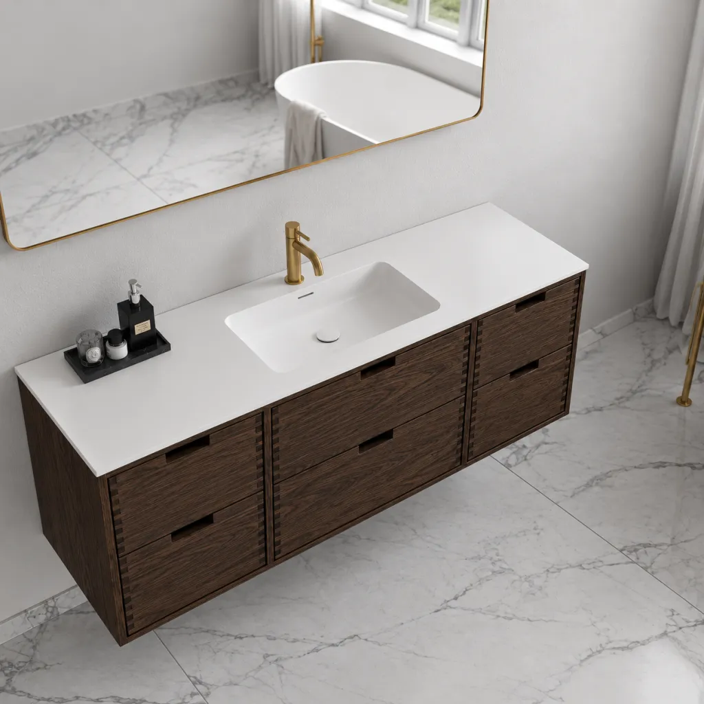 CPH Tapwork Soft 140 - MKIII, fingertappede skap i røkt eik inkl. matt hvit SolidTec®-vask