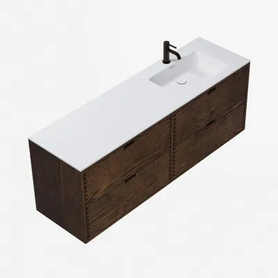 CPH Tapwork Soho 160R - MKIII, fingertappede skap i røkt eik inkl. matt hvit SolidTec®-vask