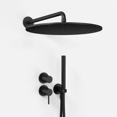 Semplice SBR901 S13 - Dusjsett Ø40 cm, Vegg, Matt svart