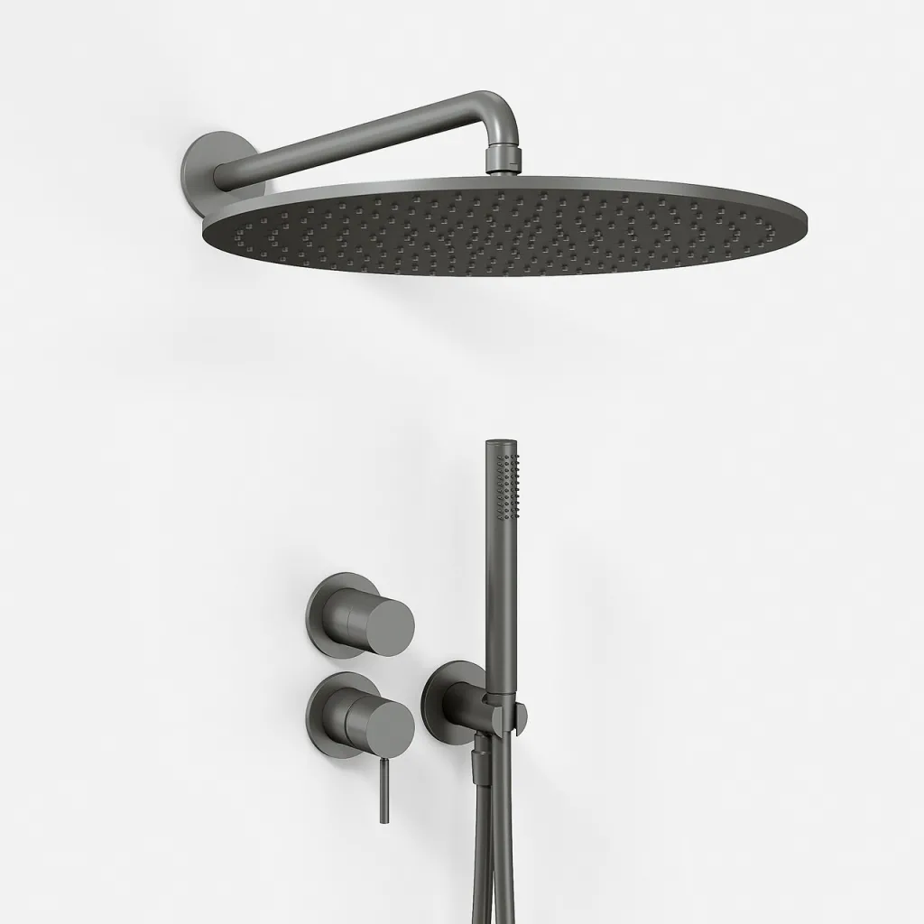Semplice SBR901 S13 - Dusjsett Rain DeLuxe Ø40, Vegg, PVD Matt Gun Metal