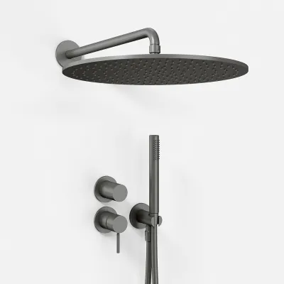Semplice SBR901 S13 - Dusjsett Rain DeLuxe Ø40, Vegg, PVD Matt Gun Metal