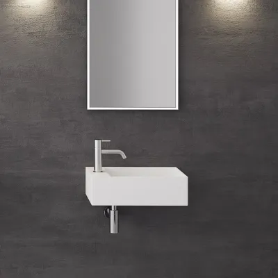 Kubo 50SR - 50x30 Vask til højre Matt Hvit SolidTec®