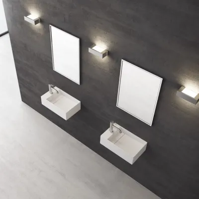 Kubo 50SR - 50x30 Vask til højre Matt Hvit SolidTec®