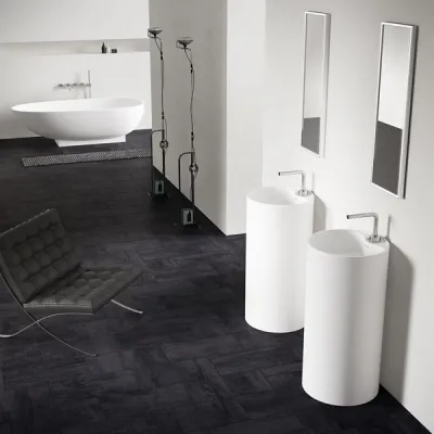 Space 45 - Ø45xh90 Søylevask, Matt Hvit SolidTec®