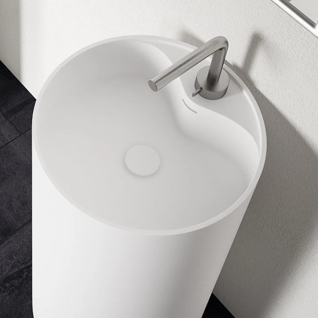 Space 45 - Ø45xh90 Søylevask, Matt Hvit SolidTec®