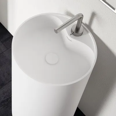 Space 45 - Ø45xh90 Søylevask, Matt Hvit SolidTec®
