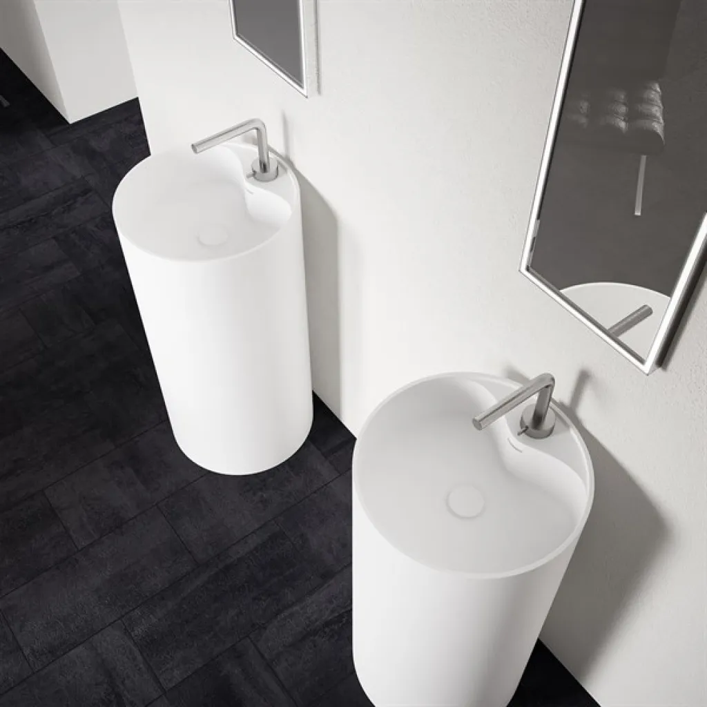 Space 45 - Ø45xh90 Søylevask, Matt Hvit SolidTec®