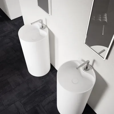Space 45 - Ø45xh90 Søylevask, Matt Hvit SolidTec®