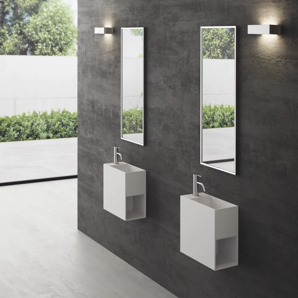 Block 40R - 40x20 vask høyre, Matt Hvit SolidTec®