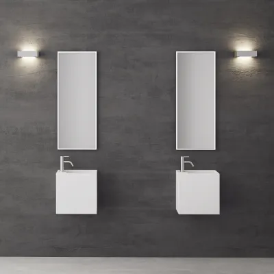 Block 40R - 40x20 vask høyre, Matt Hvit SolidTec®