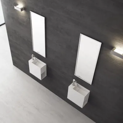 Block 40R - 40x20 vask høyre, Matt Hvit SolidTec®