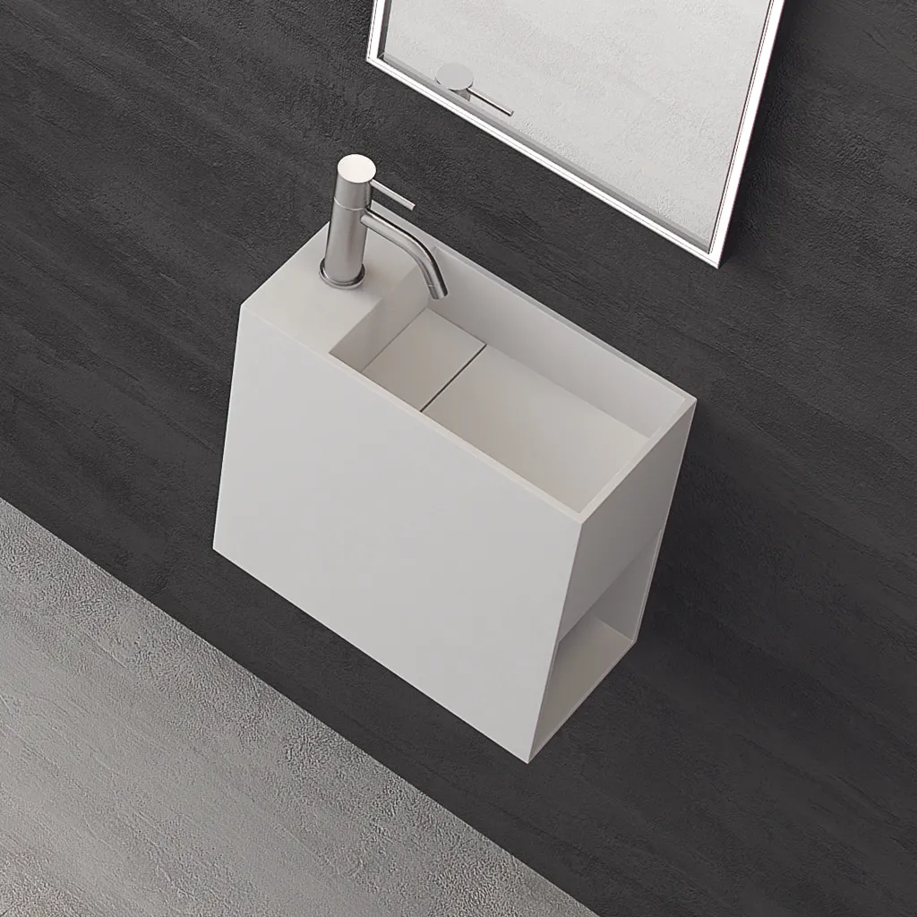 Block 40R - 40x20 vask høyre, Matt Hvit SolidTec®