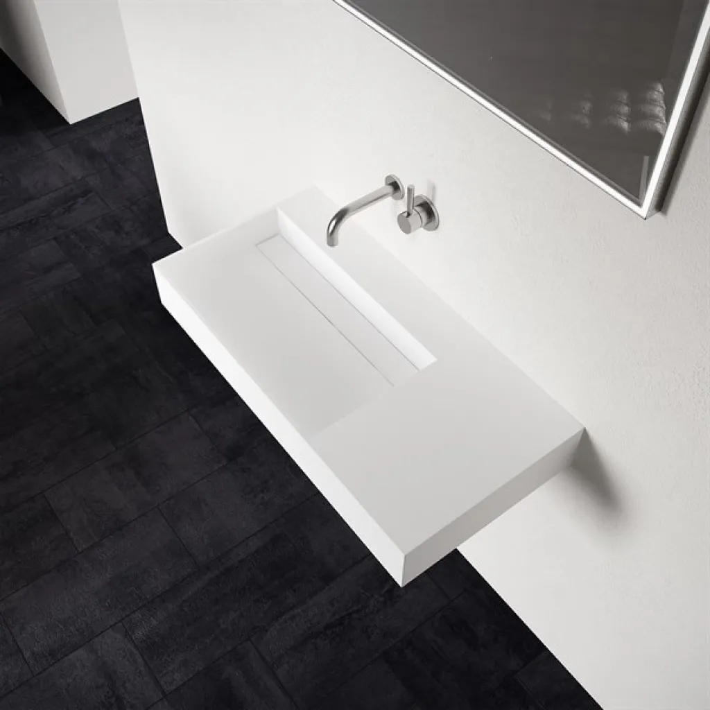 Kubo 90L - 90x40 Servant, matt hvit SolidTec®