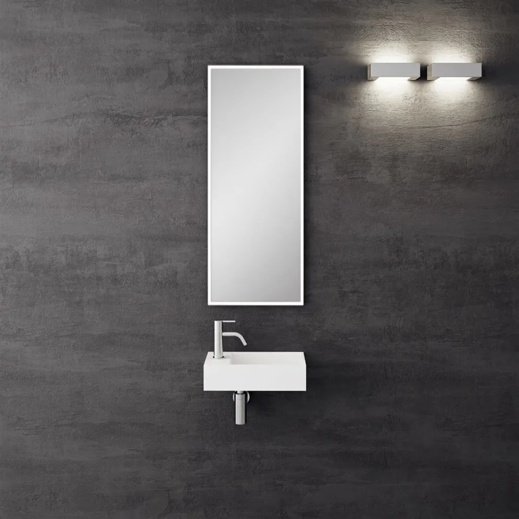 Kubo Mini 40R - 40x20, Vask til høyre, Matt Hvit SolidTec®