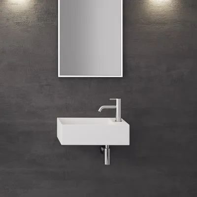 Kubo 50SL - 50x30 Vask til venstre Matt Hvit SolidTec®
