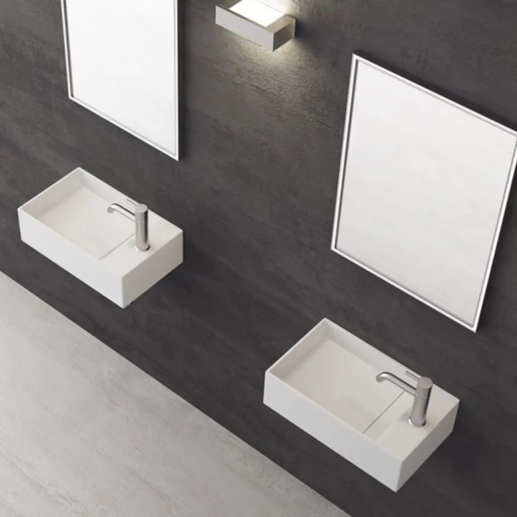 Kubo 50SL - 50x30, Vask venstre Matt Hvit SolidTec®