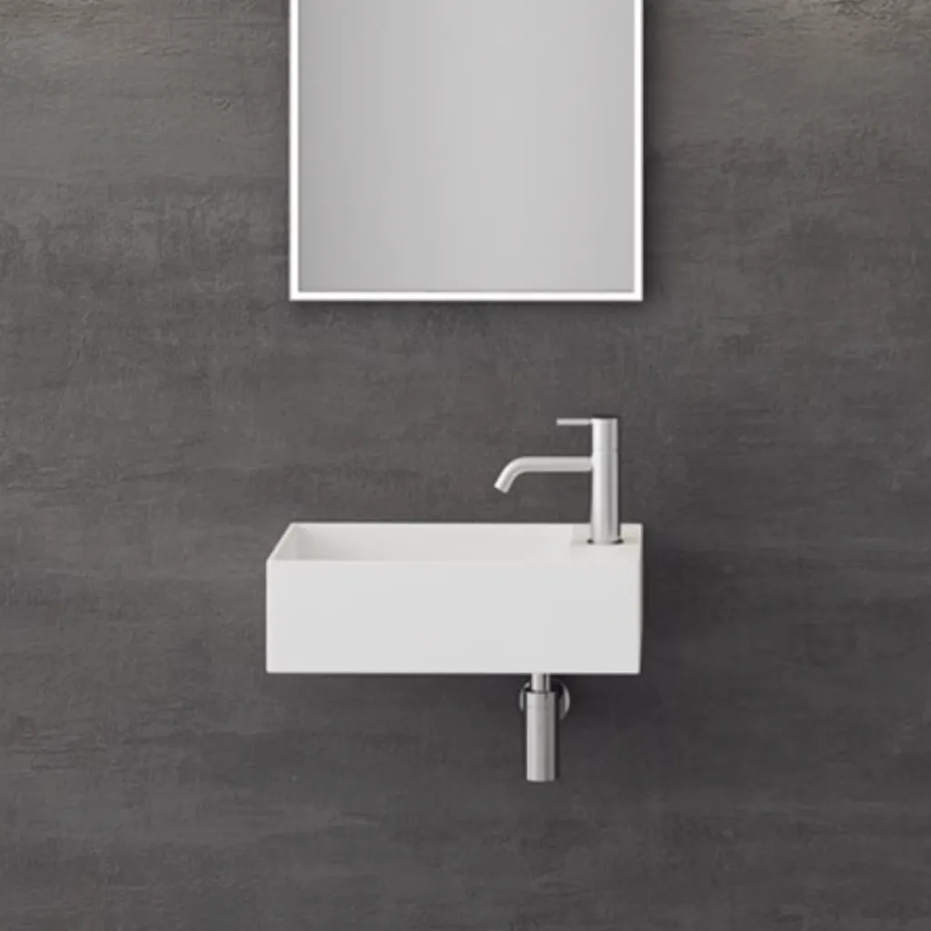 Kubo 50SL - 50x30, Vask venstre Matt Hvit SolidTec®