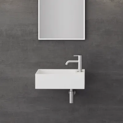 Kubo 50SL - 50x30, Vask venstre Matt Hvit SolidTec®