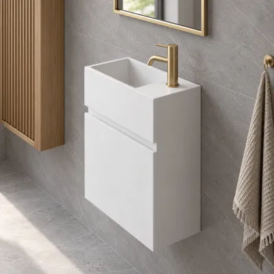 Compact 02L - Vaskeskap 40x20, Matt Hvit SolidTec®