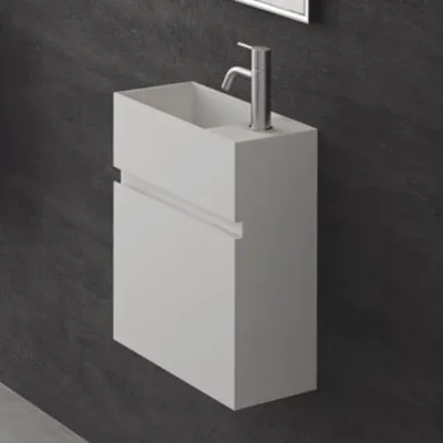 Compact 02L - Vaskeskap 40x20, Matt Hvit SolidTec®