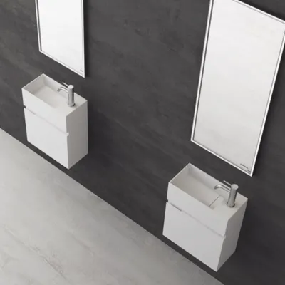 Compact 02L - Vaskeskap 40x20, Matt Hvit SolidTec®