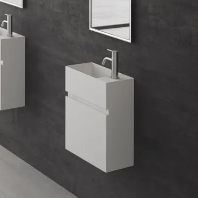 Compact 02L - Vaskeskap 40x20, Matt Hvit SolidTec®