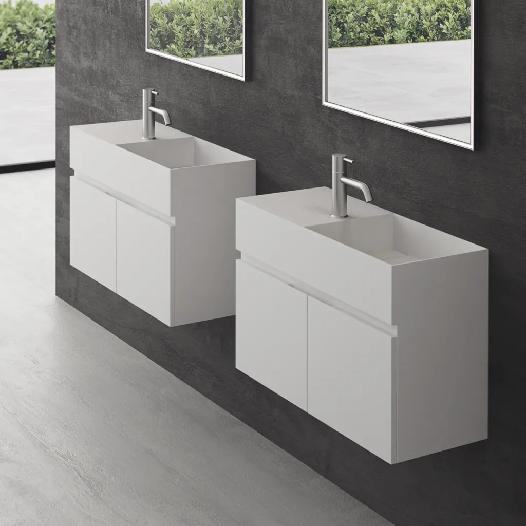 Compact 08R - Servantskap 75x32, Matt Hvit SolidTec®