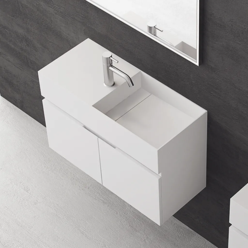 Compact 08R - Servantskap 75x32, Matt Hvit SolidTec®