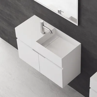 Compact 08R - Servantskap 75x32, Matt Hvit SolidTec®