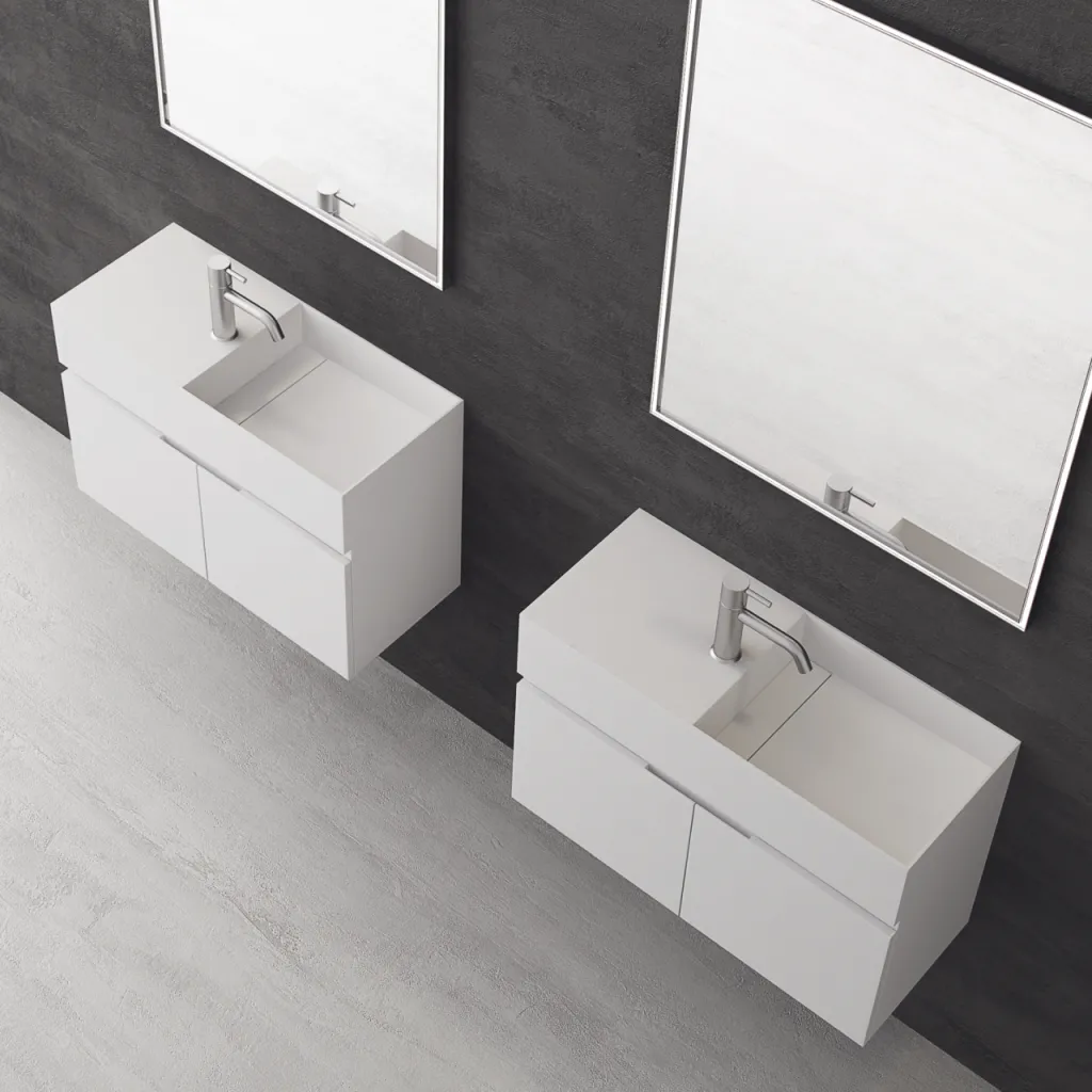 Compact 08R - Servantskap 75x32, Matt Hvit SolidTec®