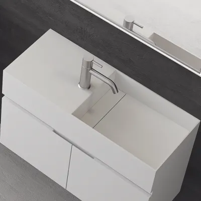 Compact 08R - Servantskap 75x32, Matt Hvit SolidTec®