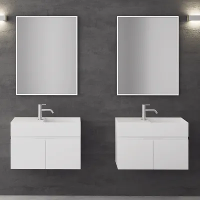 Compact 08R - Servantskap 75x32, Matt Hvit SolidTec®