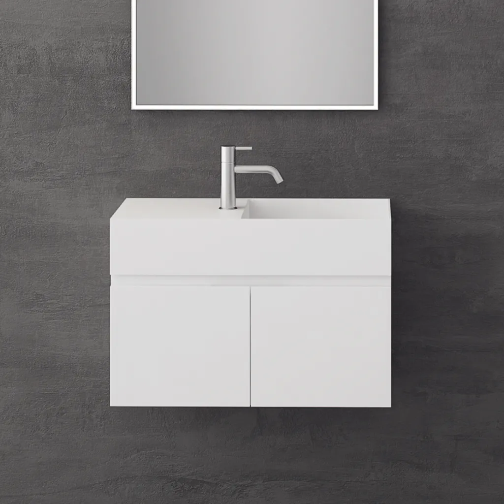 Compact 08R - Servantskap 75x32, Matt Hvit SolidTec®