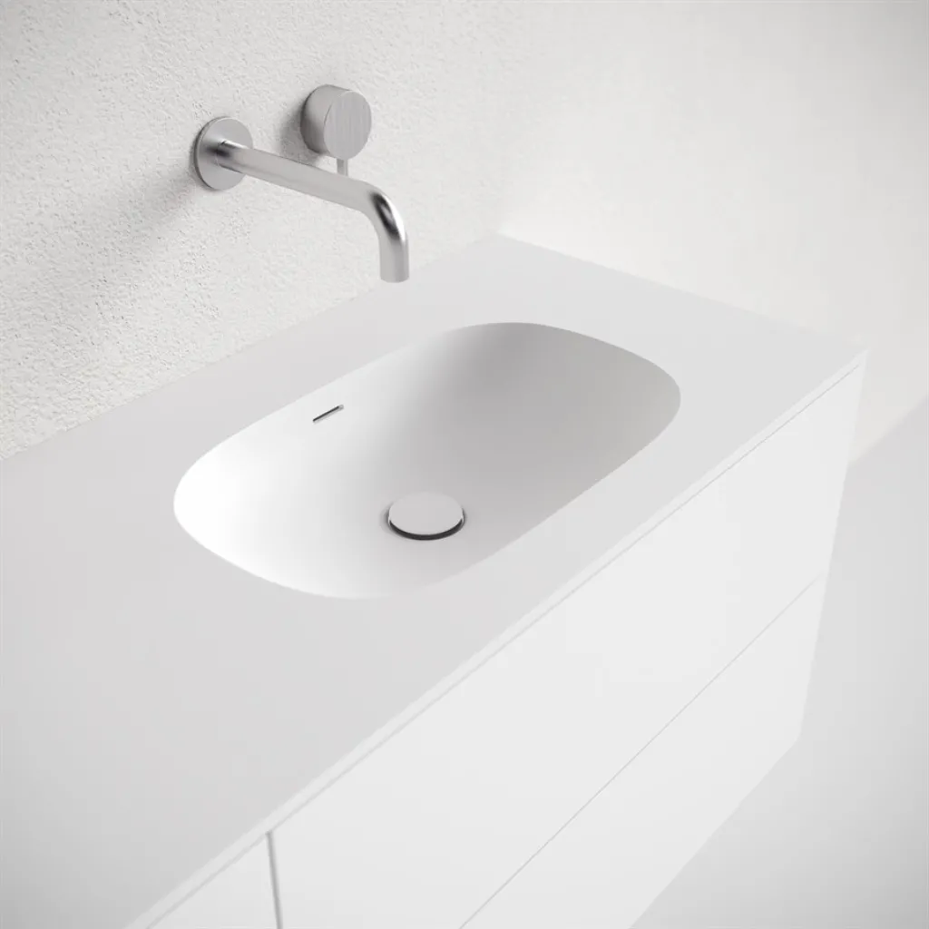 Block Soft 80 - Baderomsmøbel 80x46 cm, matt hvit med SolidTec® vask