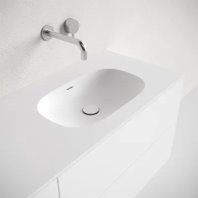 Block Soft 80 - Baderomsmøbel 80x46 cm, matt hvit med SolidTec® vask