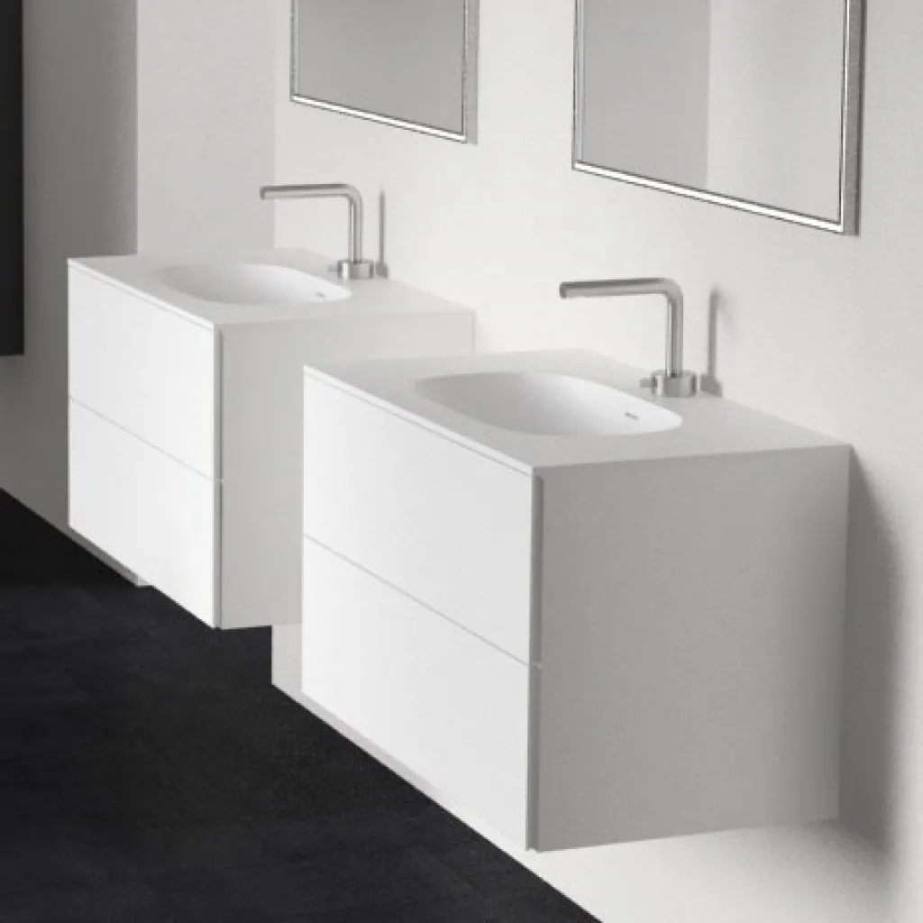 Block Soft 80 - Baderomsmøbel 80x46 cm, matt hvit med SolidTec® vask